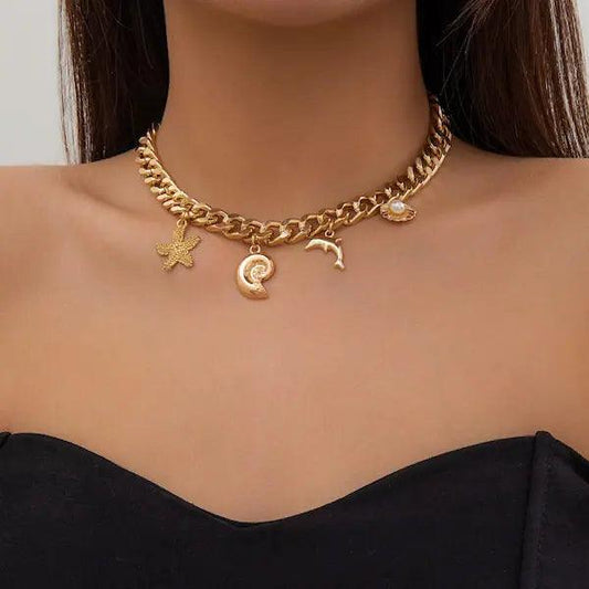 Gold Dolphin & Conch Set - HAYUDY